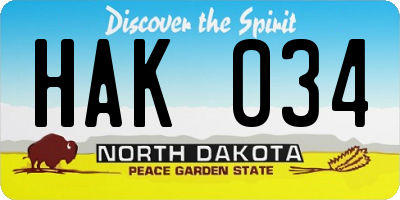 ND license plate HAK034