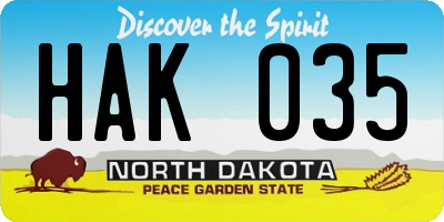 ND license plate HAK035