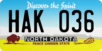 ND license plate HAK036