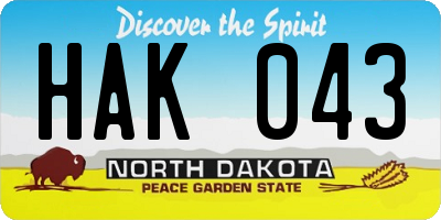 ND license plate HAK043