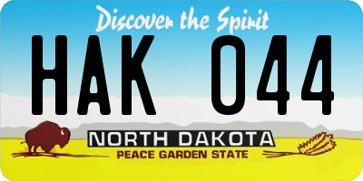 ND license plate HAK044