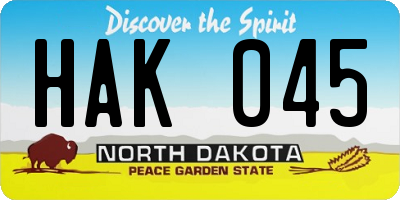 ND license plate HAK045