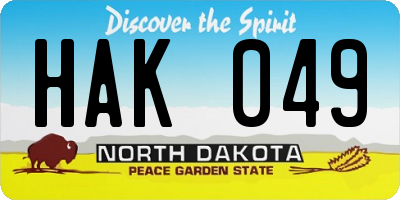 ND license plate HAK049