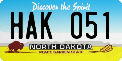 ND license plate HAK051