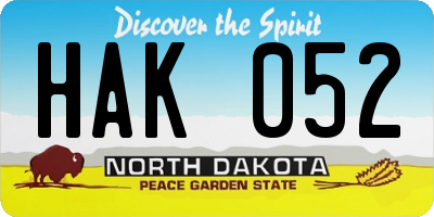 ND license plate HAK052