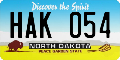 ND license plate HAK054