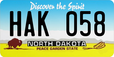 ND license plate HAK058