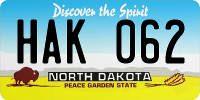 ND license plate HAK062