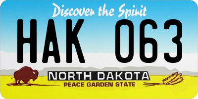 ND license plate HAK063