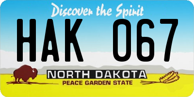 ND license plate HAK067