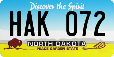 ND license plate HAK072