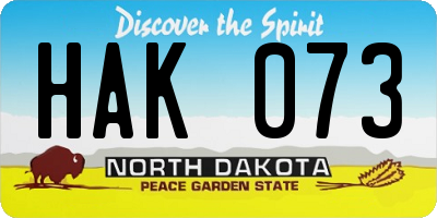 ND license plate HAK073