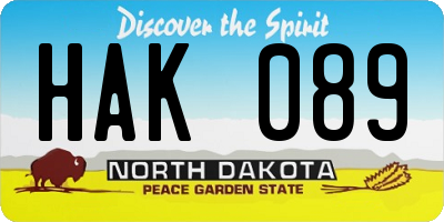 ND license plate HAK089