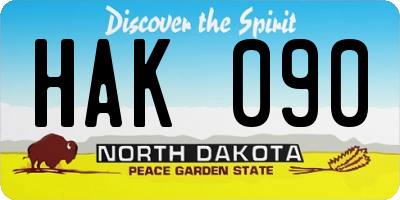 ND license plate HAK090