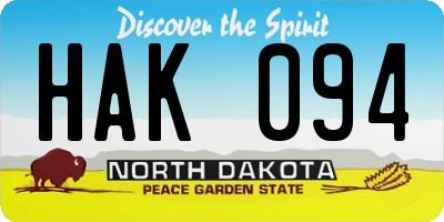 ND license plate HAK094