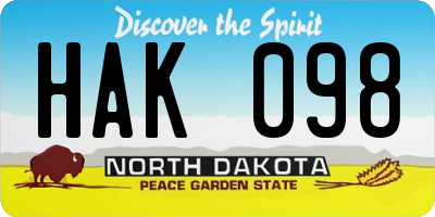 ND license plate HAK098