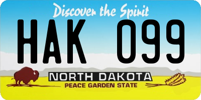 ND license plate HAK099