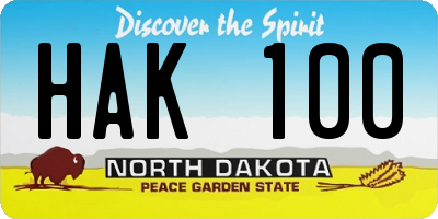 ND license plate HAK100