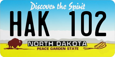 ND license plate HAK102