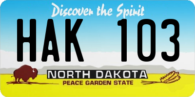 ND license plate HAK103