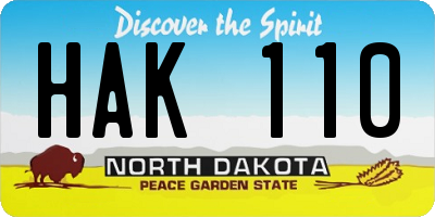 ND license plate HAK110