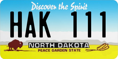 ND license plate HAK111