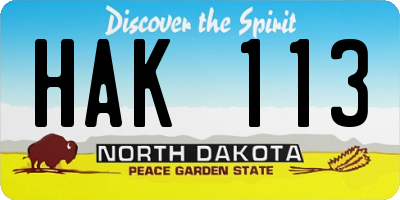 ND license plate HAK113