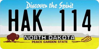 ND license plate HAK114