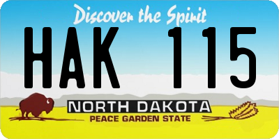 ND license plate HAK115