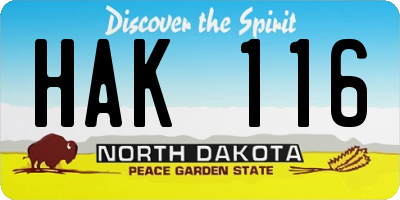 ND license plate HAK116