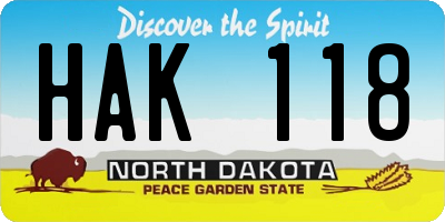 ND license plate HAK118