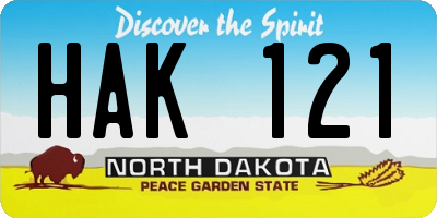 ND license plate HAK121