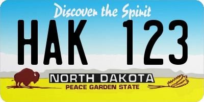 ND license plate HAK123