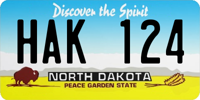 ND license plate HAK124