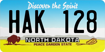 ND license plate HAK128