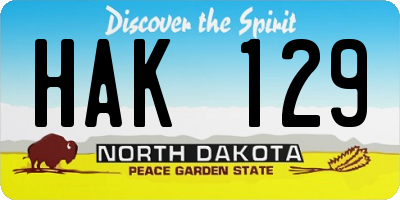 ND license plate HAK129
