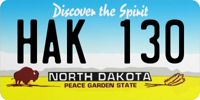 ND license plate HAK130