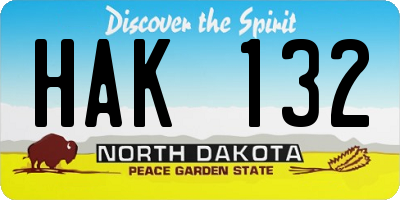 ND license plate HAK132