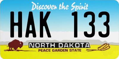 ND license plate HAK133