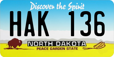 ND license plate HAK136