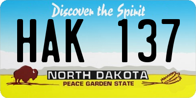 ND license plate HAK137