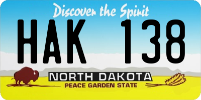 ND license plate HAK138