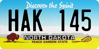 ND license plate HAK145