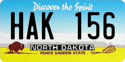 ND license plate HAK156