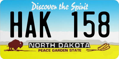 ND license plate HAK158