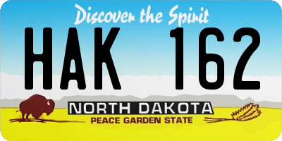 ND license plate HAK162