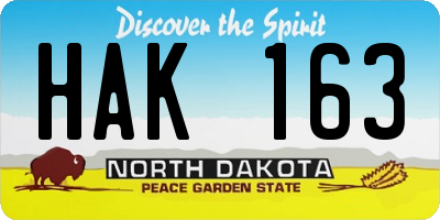 ND license plate HAK163