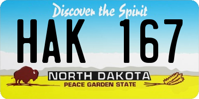 ND license plate HAK167