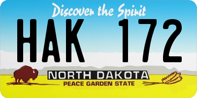 ND license plate HAK172