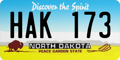 ND license plate HAK173